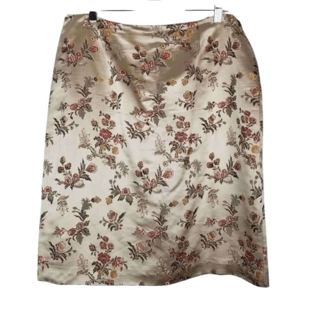 Kate Hill Womens Silk Floral Pencil Skirt Size 14 Jacquard Art To Wear Feminine
